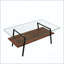 Table basse rectangulaire avec plateau en verre trempé et pieds en métal, verre transparent-607536613