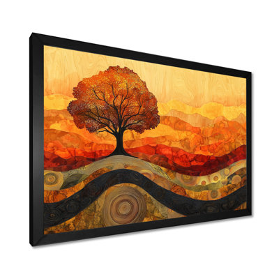 Arbre de bouleau d'automne avec racines de sérénité II - art mural grand arbre
