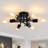 Zamiah 6-Light Industrial Black Finish Dimmable Semi-Flush Mount Light