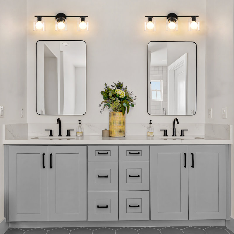 Éclairage pour meuble-lavabo à 3 lumières à intensité variable Kaarlo, Noir mat
