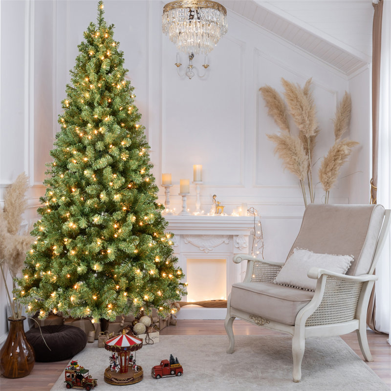 Pre-Lit PVC Christmas Tree With 300 UL Lights, 5' H
