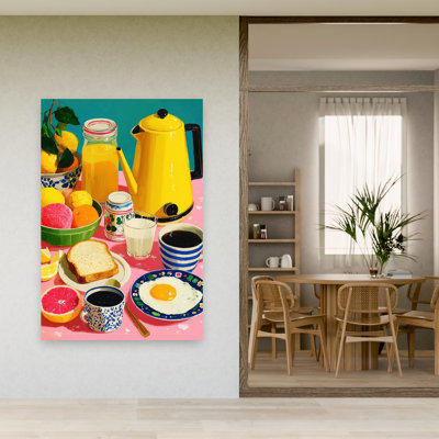 Vibrant Breakfast Table Colorful Vibrant Contemporary Fruit Wall Art Print 1 Piece Wrapped Canvas Wall Art