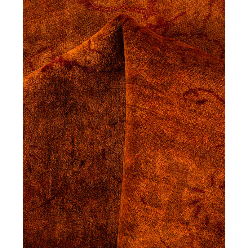 Overdyed Hand-Knotted Wool Modern-Contemporary Orange Area Rug 8' 2" x 9' 10"