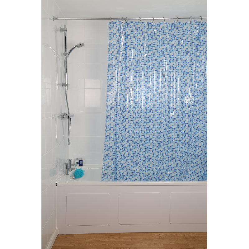 Mosaic Vinyl Shower Curtain, Silver