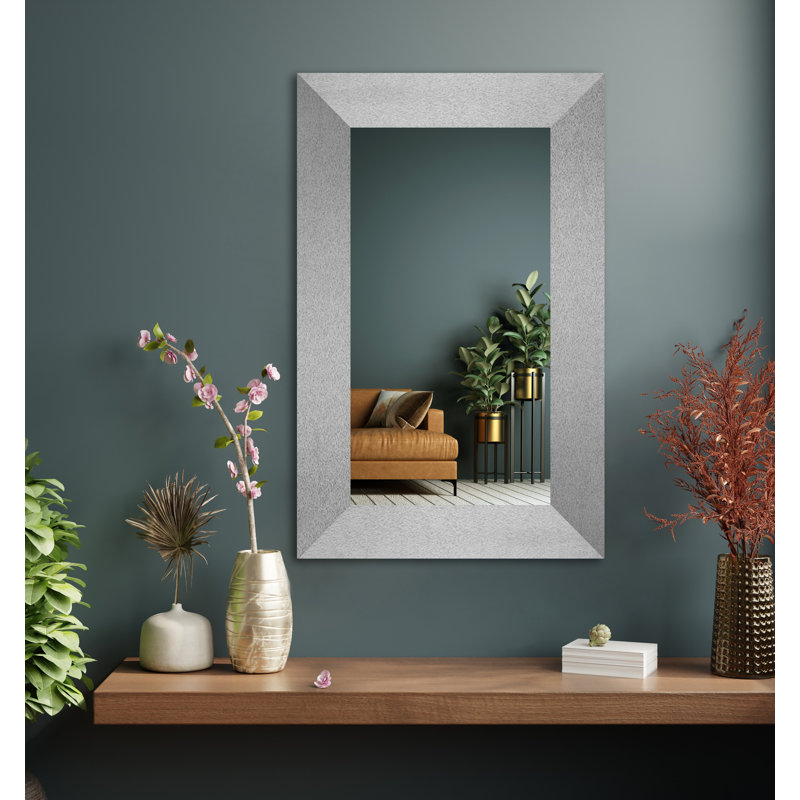 Miroir mural Maci Eileen, 33 po x 30 po, Argent platine