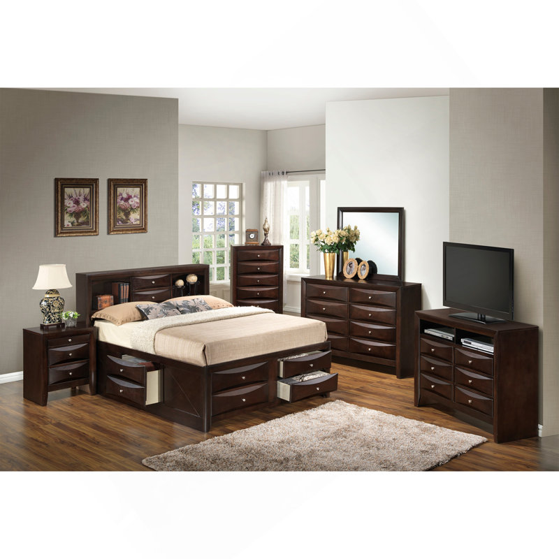 Lit double avec rangement Marilla, cappuccino, Full, Cappuccino