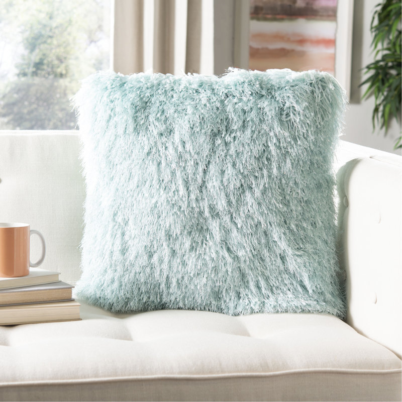 Ivory Faux Fur 20'' Square Shag Pillow
