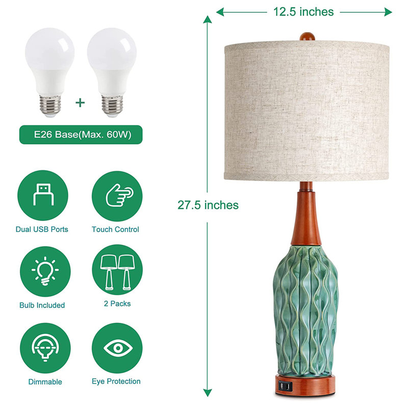 Lampe de table USB en céramique Beeram