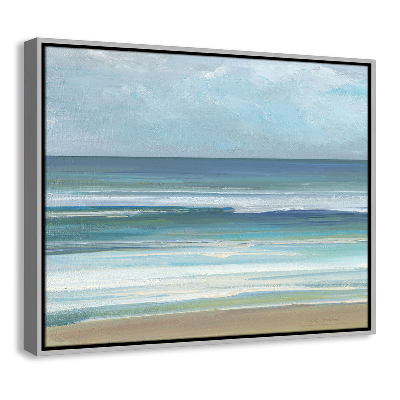 «Gentle Waves I» par Sally Swatland, Argent argent, H 23,5 po x l 29,5 po