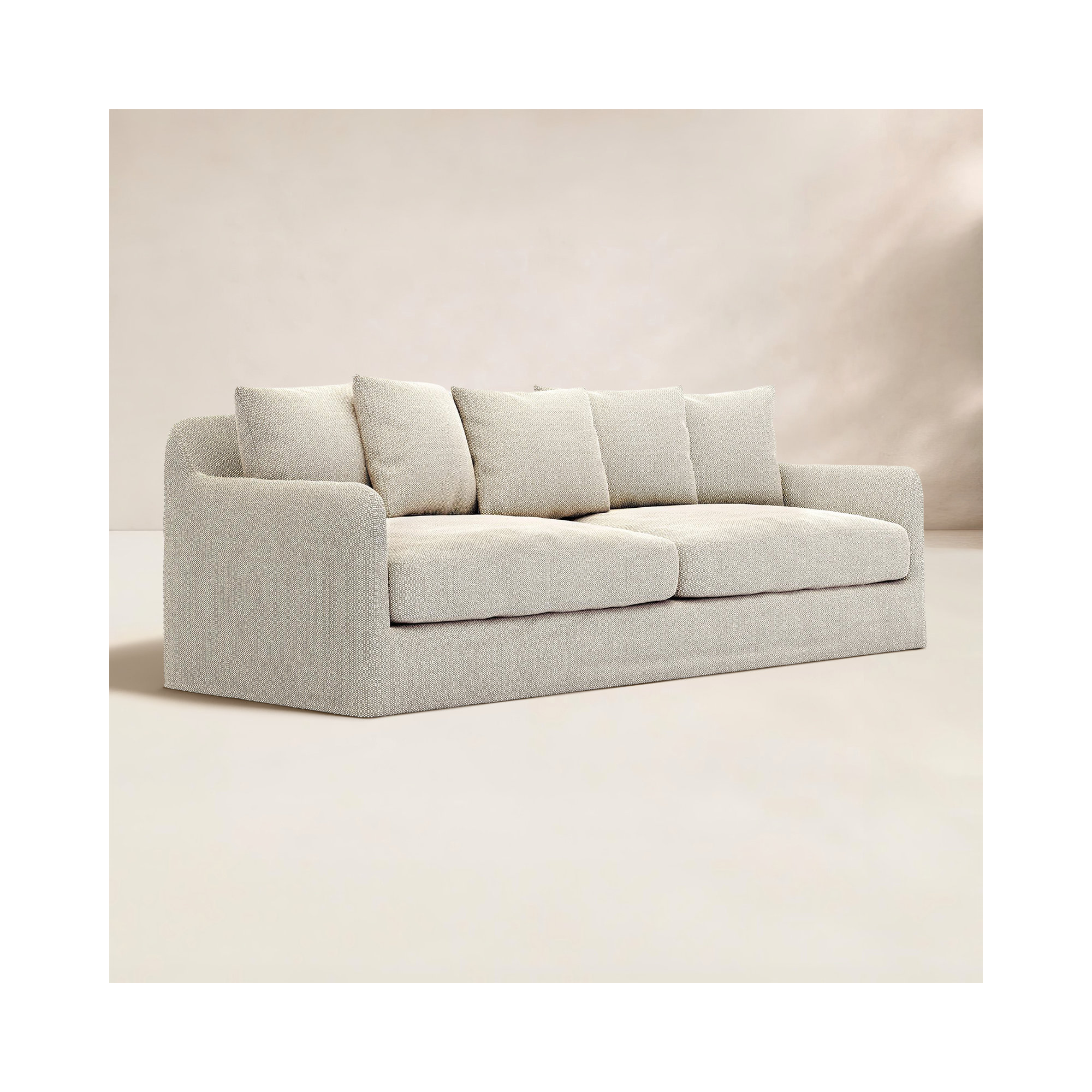 92'' Wide Wood Patio Sofa with Cushions, Faye Sand