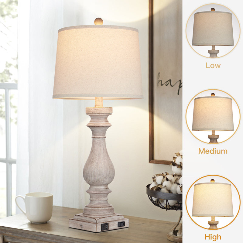 Geigle Vintage Resin USB Table Lamps, Gray