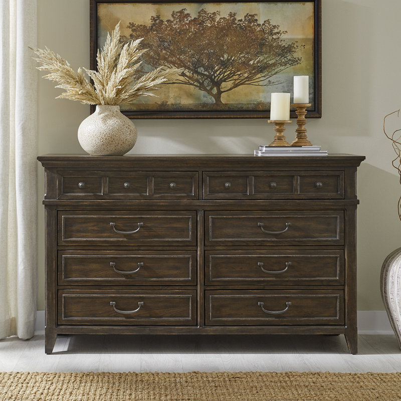 Trelawny King Upholstered Bed, Dresser & Mirror, Chest, Nightstand Set, King, 5 Pcs: Bed, Nightstand, 2 Dressers, Mirror
