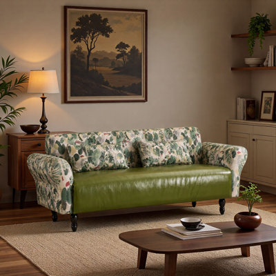 American-style fabric and leather sofa.