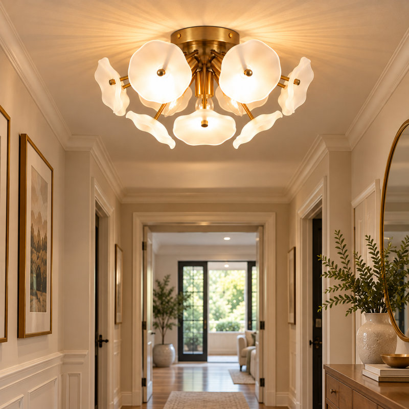 Glass Flush Mount, Brass