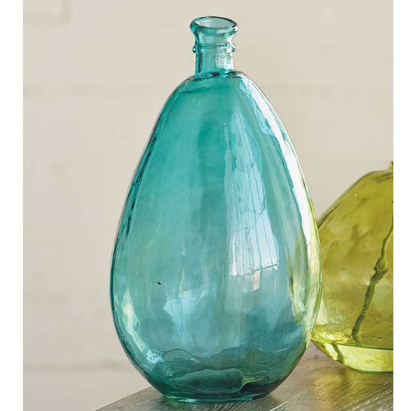 Frary Artisan-Crafted Recycled Glass Balloon Tall Vase, Blue