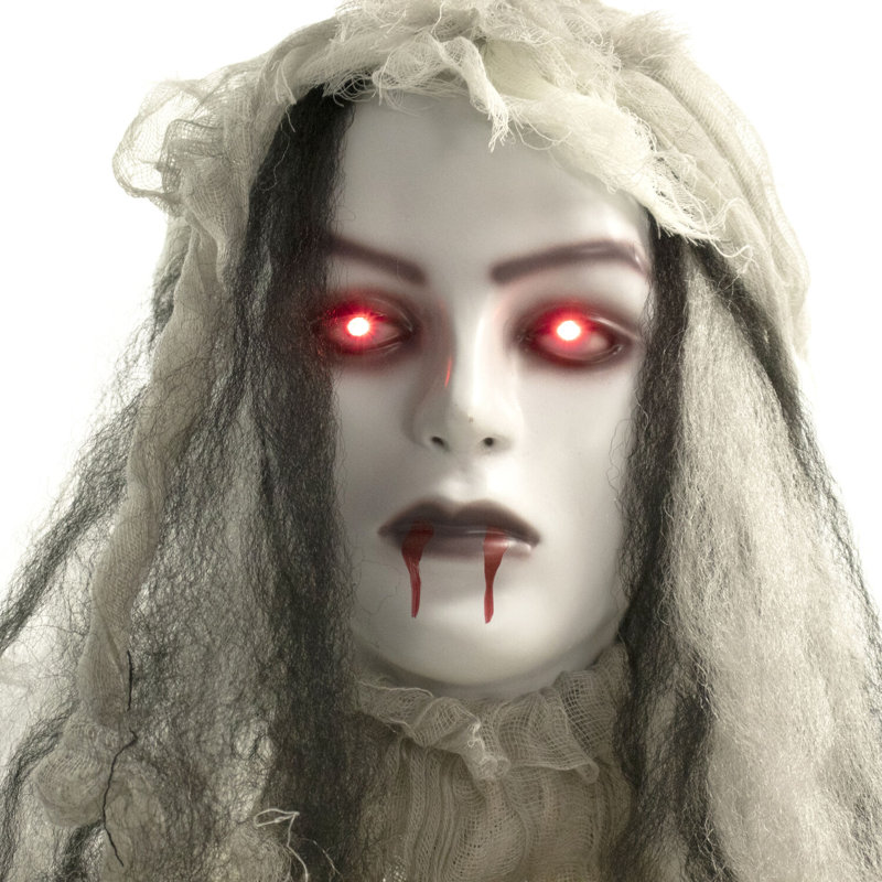 Haunted Hill Farm, mariée effrayante et hantée effrayante de 3 pi de haut, Halloween animatronique avec lumières et sons tactiles, décoration d'Halloween