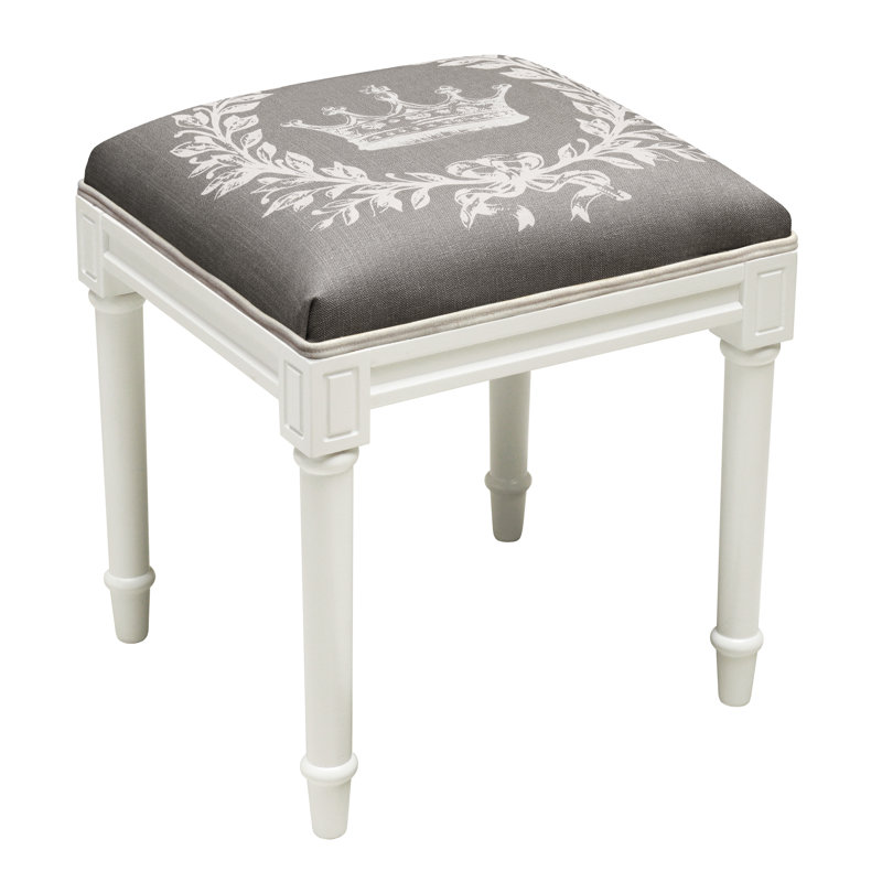 Tabouret de coiffeuse Crown, Blanc / Gris