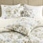 Édredon 6 pièces en coton avec imprimé floral sophistiqué, coton tissé 300tc, rembourrage doux en nuage 300 g / m², literie assortie, couvre-oreillers à bride et coussins décoratifs à motif naturel