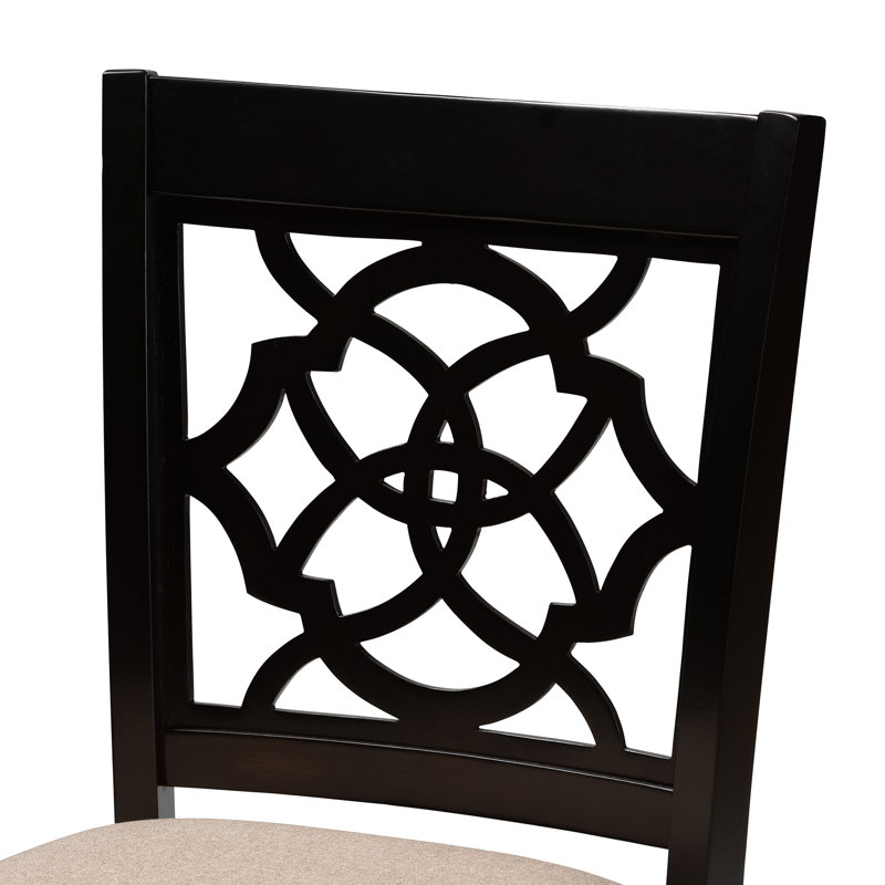 Upholstered Counter Stool with Solid Wood Frame, Sand