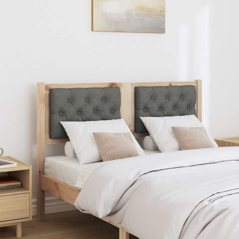Solid Wood Headboard, Brown, Full/Double, Dark Grey