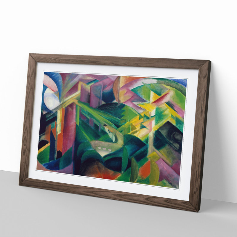Deer in a Monastery Garden by Franz Marc - Picture Frame Painting, 27cm H x 36cm W x 2cm D, Walnut Framed