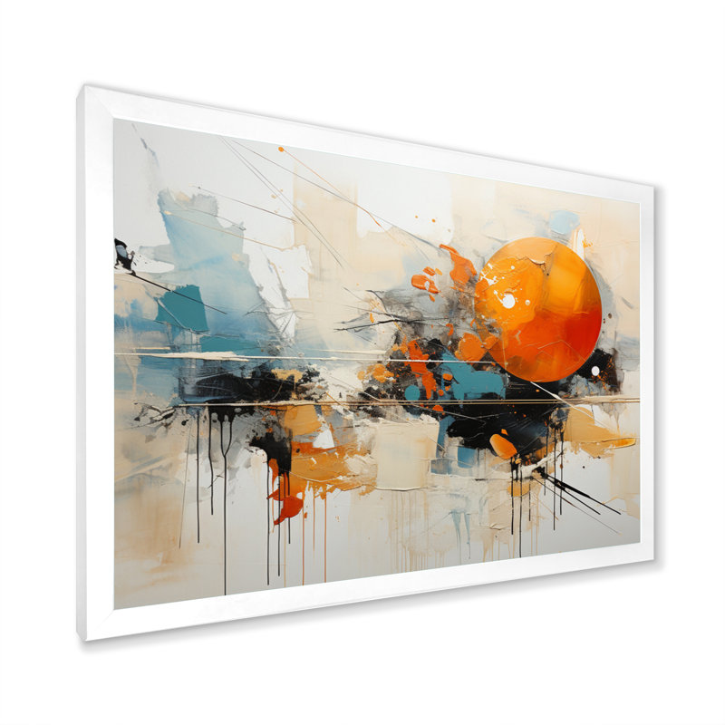 Teal Orange Bold Energy III - Dams Canvas Prints, 12" H x 20" W x 1" D, White Single Picture Framed