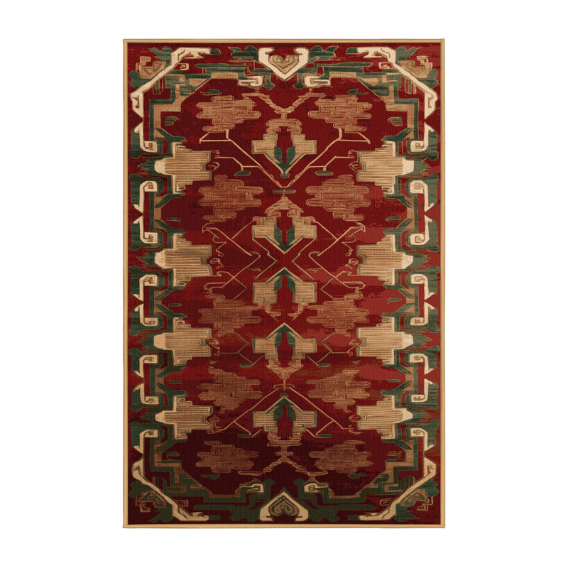 Machine Washable Art Deco Brown Area Rug, Rectangle 2' x 3'