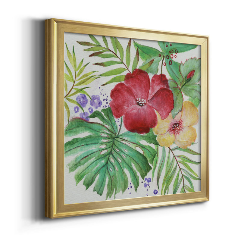 Tropical Blooms Gold Framed Canvas Print, 24" x 24"
