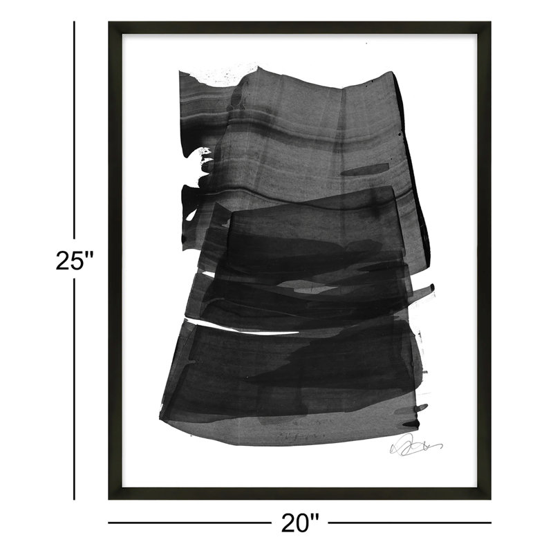 Brushstroke 2 Painting by Jacques Pilon, 25" H x 20" W x 1.25" D, Black
