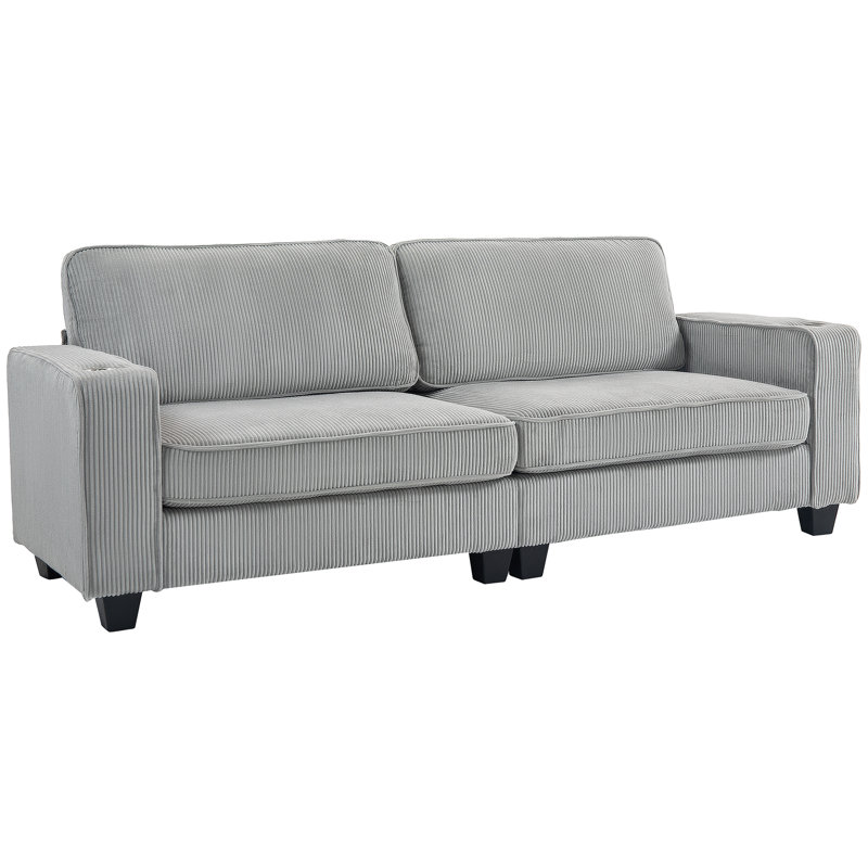 Canapé 3 places avec porte-gobelet à ressorts pour chambre à coucher gris clair