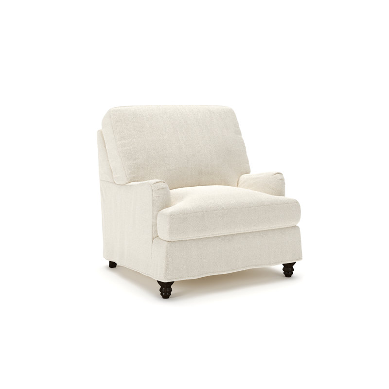 Walters Slipcovered Chair, Davis Pearl Performance Bouclé