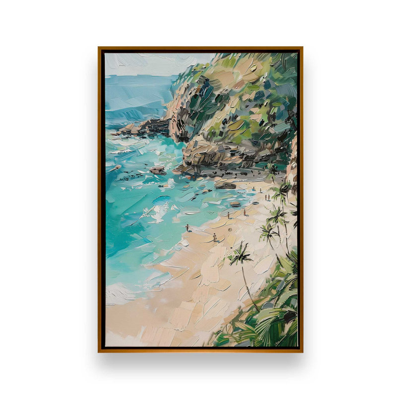 Reproduction d'art sur toile Costa Sereno II, 20 po x 30 po, Cadre flottant doré poli