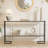 52" Modern C-Shaped Glass Console Table - Double Layer Tempered Glass Sofa Table for Living Room, Entryway - Sturdy Metal Frame, Slim Design, Contemporary Hallway Table-438627191-445960604