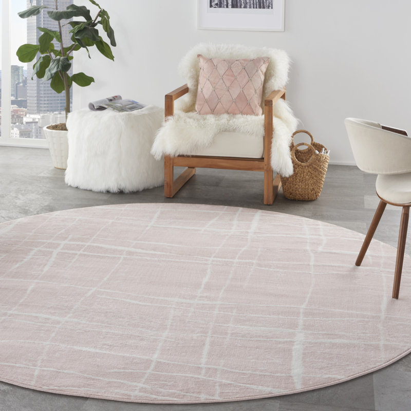 Tapis moderne rose, Rond 8 pi