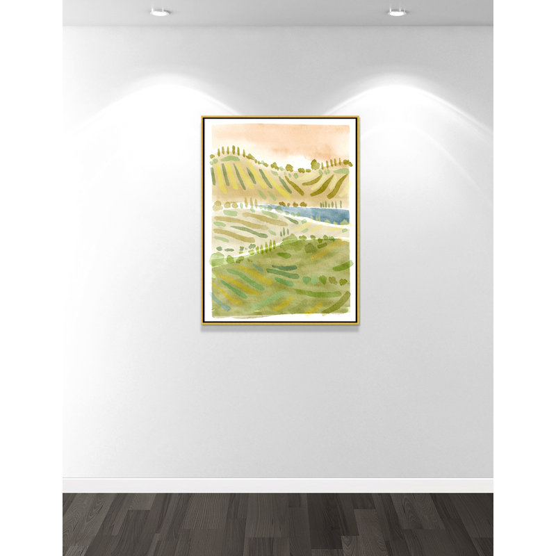 Imprimé campagne toscane par Leah Straatsma, Non, H 41,5 po x l 31,5 po x P 2 po, Toile avec cadre flottant or
