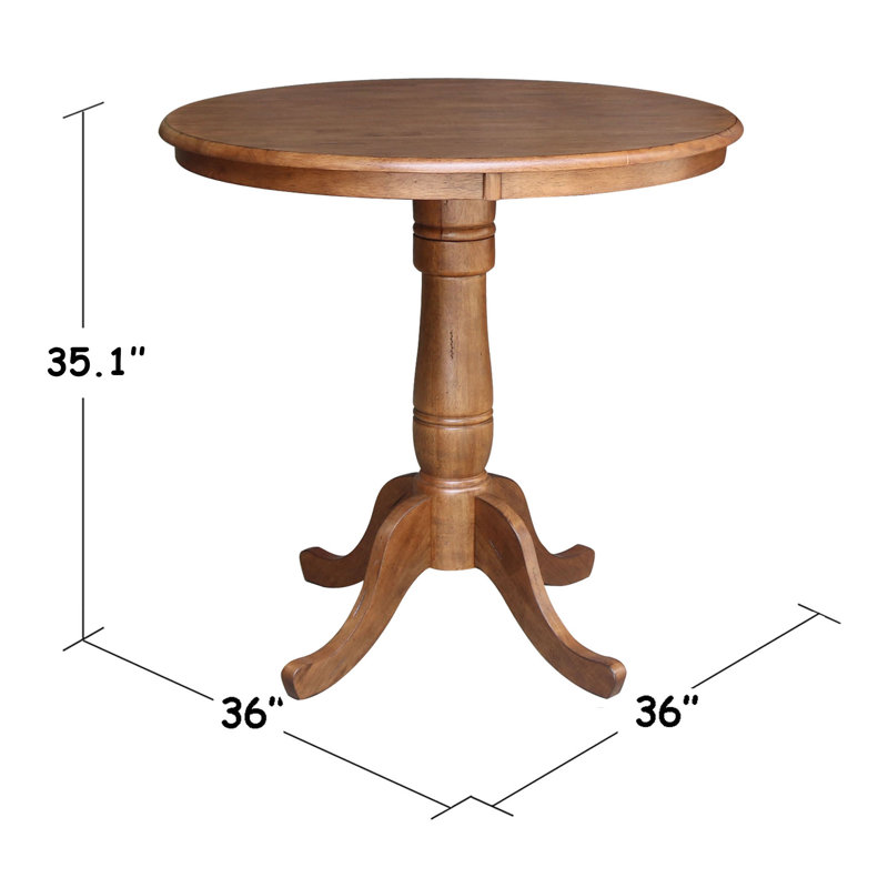 Table de salle à manger en bois massif Mosteller, H 36 po x l 36 po x P 36 po, Chêne vieilli