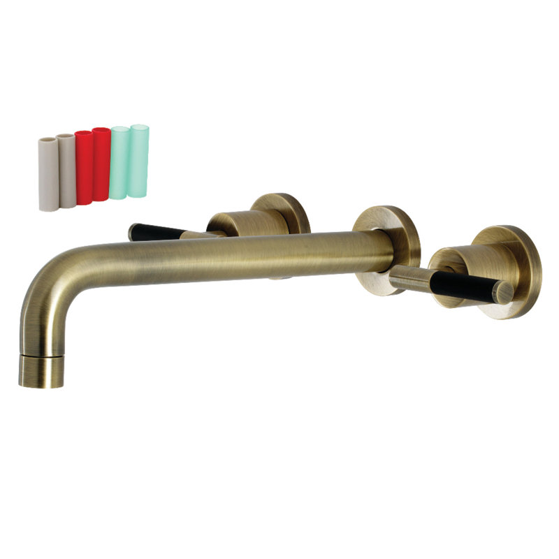 Robinet de baignoire romaine à 3 poignées et 2 poignées Kaiser Kingston, Laiton antique