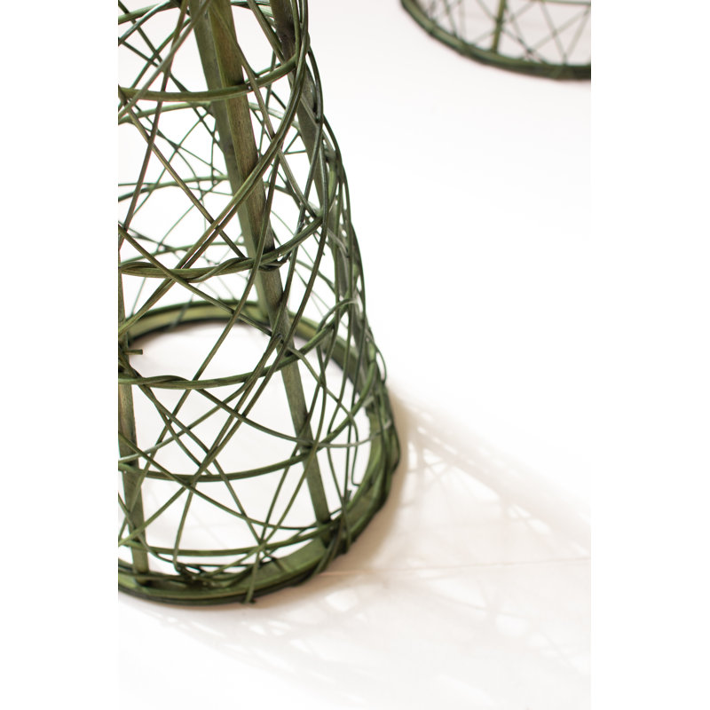SET OF THREE CHRISTMAS TOPIARIES - GREEN WITH NATURAL STAR