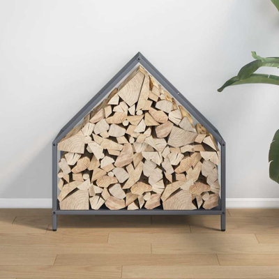 vidaXL Firewood Rack Anthracite 23.6x9.8x23.6" Cold-Rolled Steel