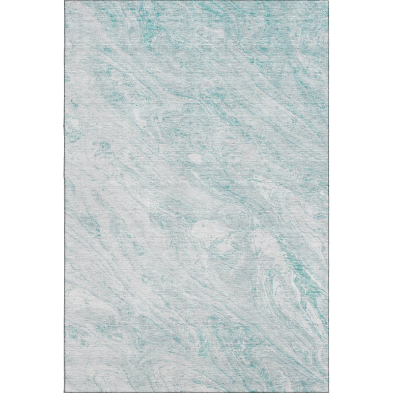 Premium Machine Washable Cerrito Teal Rug, Rectangle 8' x 10'