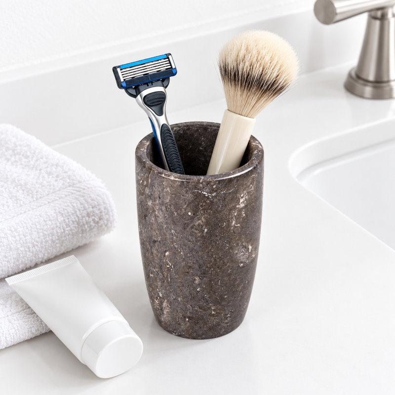 Creative Home Natural Charcoal Marble Tumbler Toothbrush Holder Bathroom Vanity Countertop Organizer