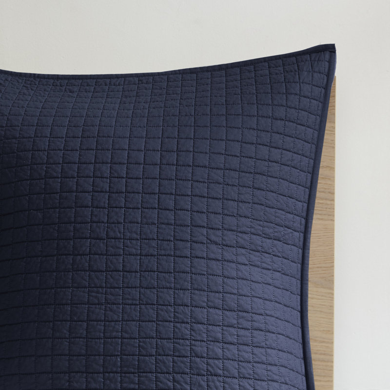Indigo Blue Cotton Jacquard Full/Queen Duvet Cover Set with Shams and Pillows