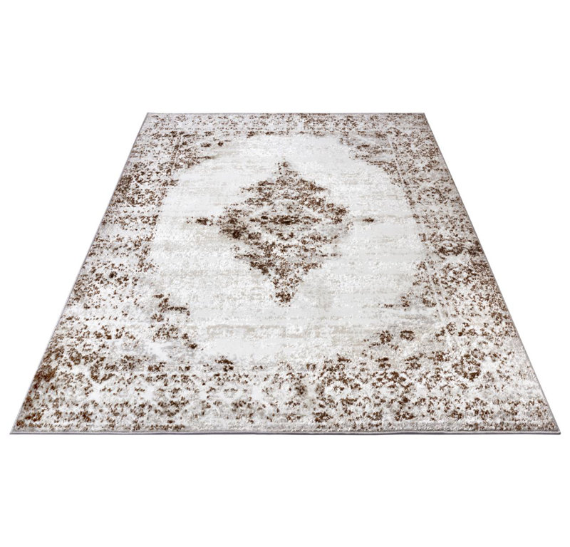 Shine Cream brown Rug, Rectangular 57 x 90cm
