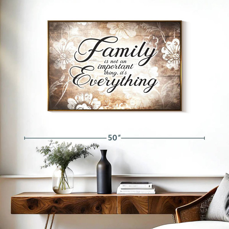 «Family Is Everything Love», citation, Cadre flottant doré, 37 po x 25 po