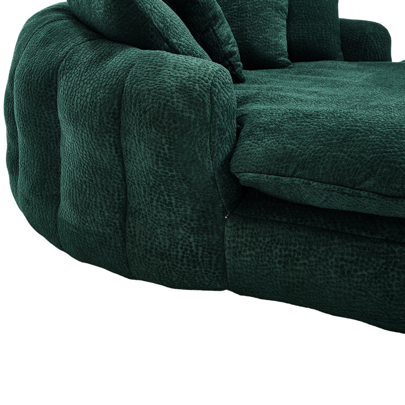 Canapé surdimensionné ovale rembourré à billes, canapé paresseux avec 3 grands coussins et 2 petits coussins, dossier enveloppant pour adultes, canapé à billes en chenille