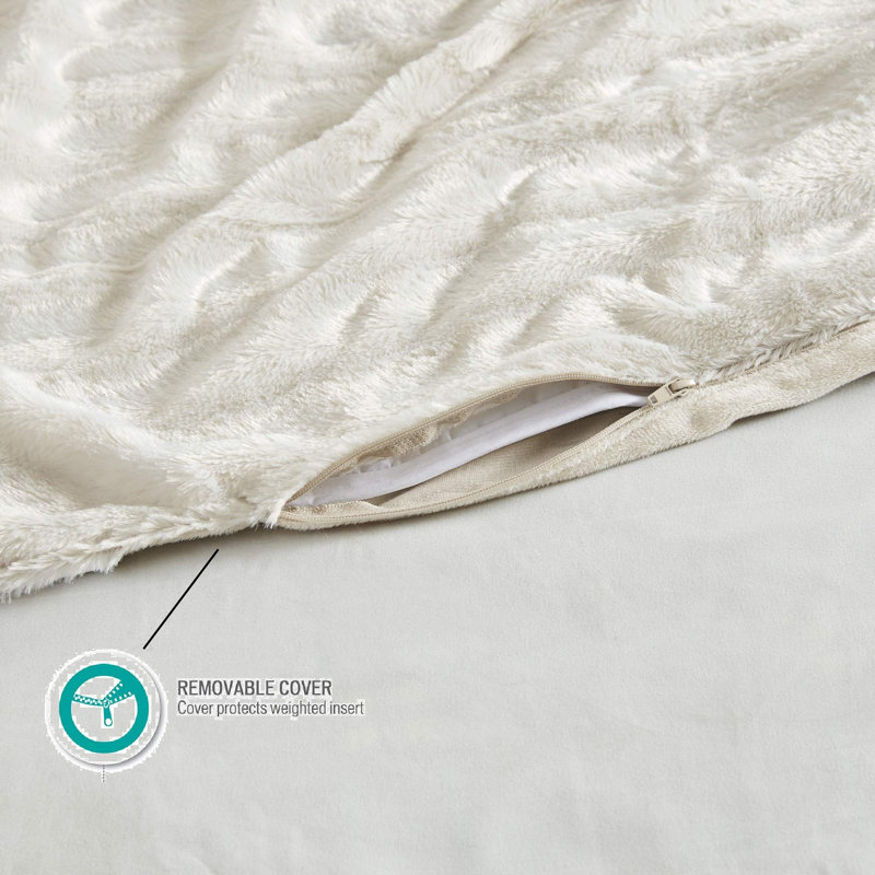 Couverture chauffante en peluche, Ivoire