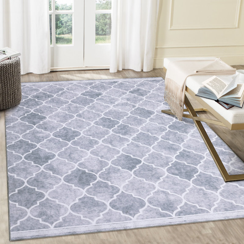 Rebbekah Washable Geometric Indoor Rug, Rectangle 8' x 10'