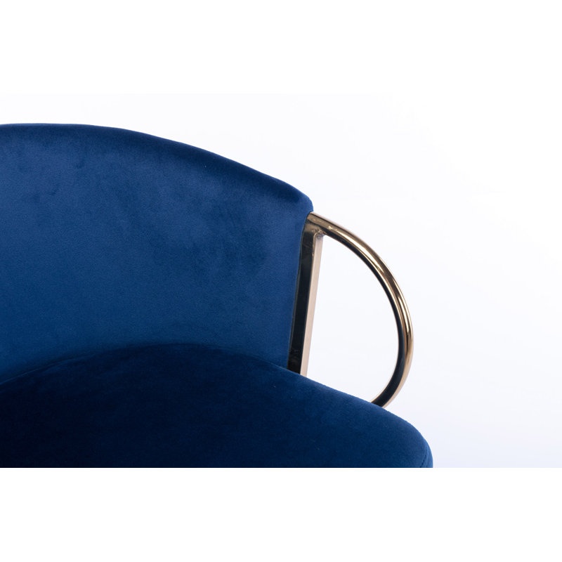 Swivel Upholstered Adjustable Height Counter Stool with Metal Frame, Navy