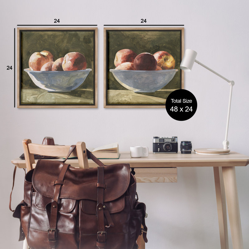«Bowls of Apples», ensemble de 2 toiles flottantes encadrées par Emma Caroline, Cadre flottant orme Montalcino