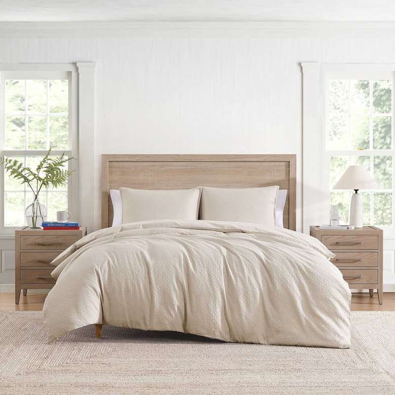 Ensemble d'édredon en coton matelassé Tommy Hilfiger, Beige, Édredon pour très grand lit + 2 taies décorativ